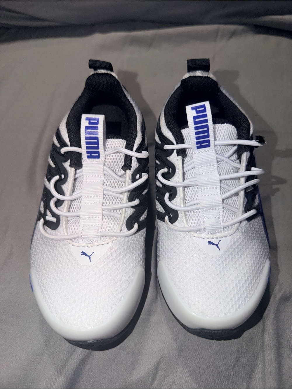 PUMA Little Kids White Black Blue Sneakers Size 11C‎ SoftFoam+ Athletic Shoes